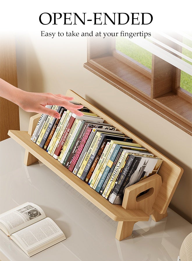 DUNISO Wood Desktop Bookshelf, Space-Saving, Floor Standing Bookcase Display, Small Bookshelf for Bedroom, Living Room, Office, Storage Shelves for Books/Records/Decor ﻿ - Image 4