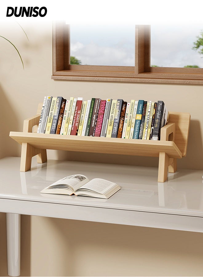 DUNISO Wood Desktop Bookshelf, Space-Saving, Floor Standing Bookcase Display, Small Bookshelf for Bedroom, Living Room, Office, Storage Shelves for Books/Records/Decor ﻿ - Image 1