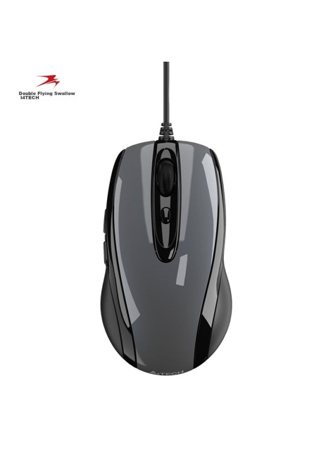A4TECH A4tech N-708x Wired Mouse, Laptop And Desktop Computer Office Home Portable Mouse, Adjustable Dpi, Customizable Side Buttons, Usb Interface, High Bright Iron Gray  - Image 1