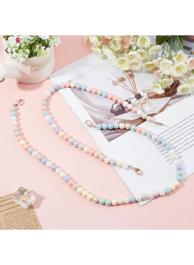 WADORN 2 Sizes Acrylic Bead Bag Chain Handle, Colorful Bead Purse Handle Candy Colors Shoulder Strap Replacement Handbag Strap with Metal Buckles Handbag Decorations(17.8/23.3 inches), Multicolor  - Image 2