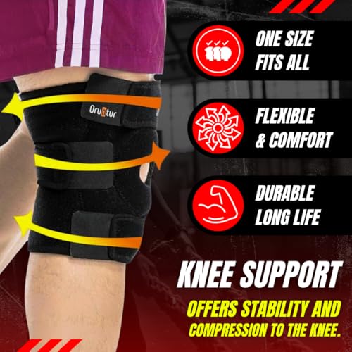 Oruntur™ Premium Knee Brace with Built-in 5mm Gel for Knee Pain | Knee Caps for Women for Pain Relief | Enhanced Support Knee Brace for Ligament Tear, Arthritis, and Joint Pain | Adjustable & Breathable for Sports | Univeral Size (Pack of 1) - Image 4