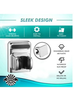 Excefore Self Adhesive Shower Head Holder, 2 Pcs Abs Showerhead Bracket Adjustable Shower Spray Holder Wall Mount Shower Wand Holder Drilling, No Drilling, Silver  - Image 3