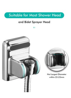 Excefore Self Adhesive Shower Head Holder, 2 Pcs Abs Showerhead Bracket Adjustable Shower Spray Holder Wall Mount Shower Wand Holder Drilling, No Drilling, Silver  - Image 2