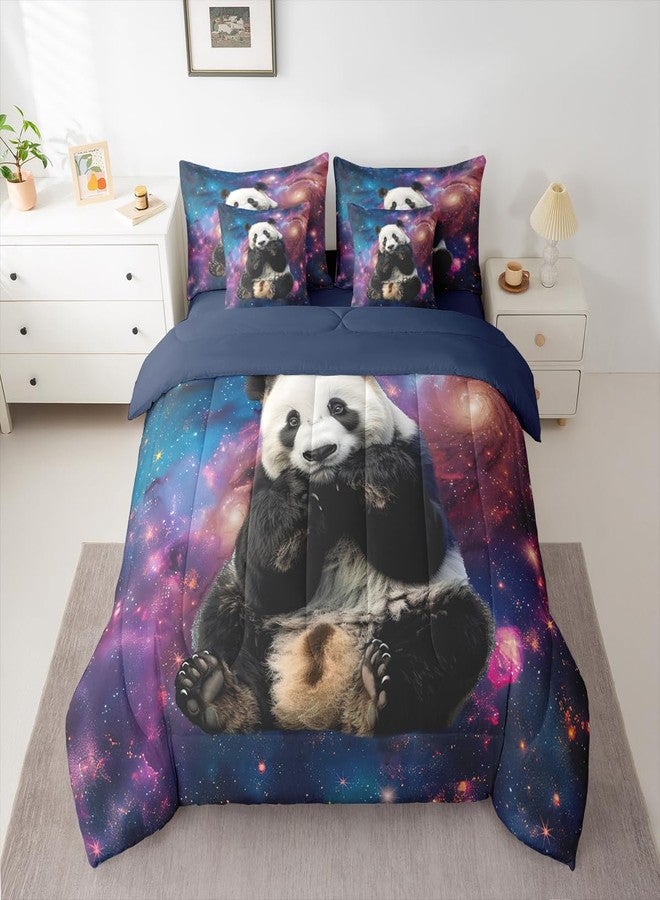 Castle Fairy Teens Adult Panda Pattern Comforter Set King Size 7 Pcs Cute Panda Bedding Set with Comforter,Sheet Set,Pillowcase and Sham Outer Space Bed Set Galaxy Bedding for Room Decorative - Image 4