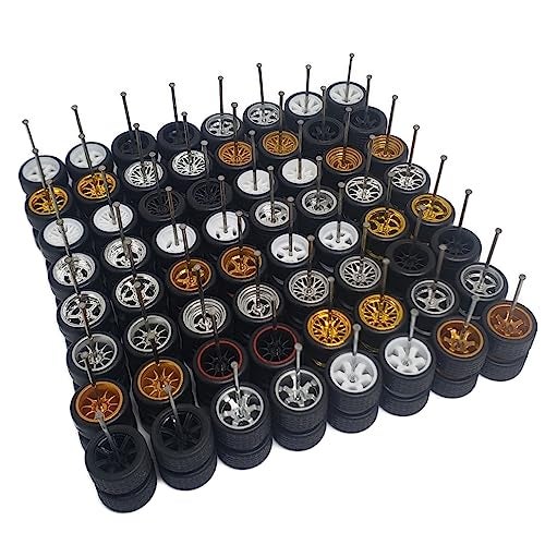 4DOBBY MixedRandom Real Riders Wheels Rims Tires Set for 10 Cars 164 Scale - Image 1
