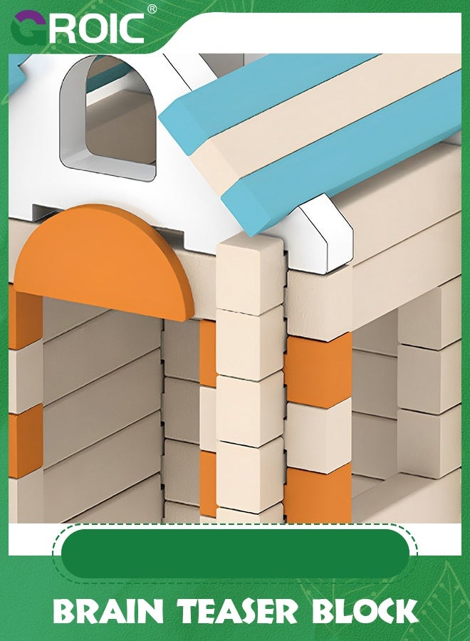 GROIC 112pcs Classic Wooden Building Blocks Set,Wooden for Kids,Brainteaser Educational Puzzles,DIY Brain Teaser Puzzle Toy,Preschool Learning Montessori Toys - Image 4