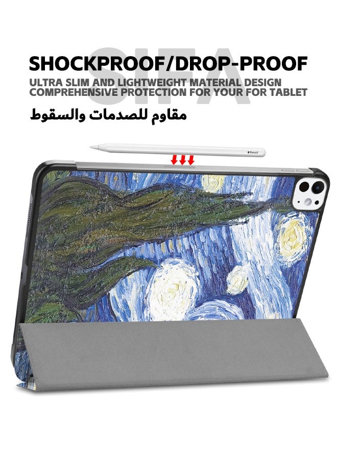 حافظة iPad Pro مقاس 13 بوصة 2024، حافظة مضادة للصدمات للكمبيوتر اللوحي الذكي ثلاثية الطي، غطاء حماية قابل للطي بزوايا متعددة الرؤية مع خاصية النوم التلقائي لجهاز iPad Pro 2024 (الجيل السابع)M4 13 بوصة