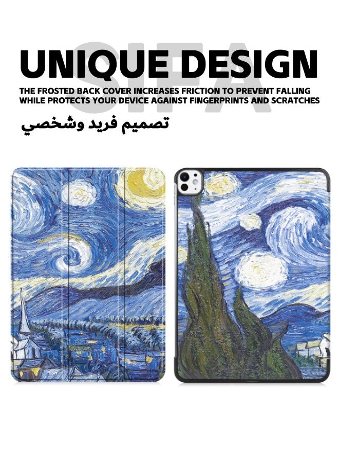 حافظة iPad Pro مقاس 13 بوصة 2024، حافظة مضادة للصدمات للكمبيوتر اللوحي الذكي ثلاثية الطي، غطاء حماية قابل للطي بزوايا متعددة الرؤية مع خاصية النوم التلقائي لجهاز iPad Pro 2024 (الجيل السابع)M4 13 بوصة
