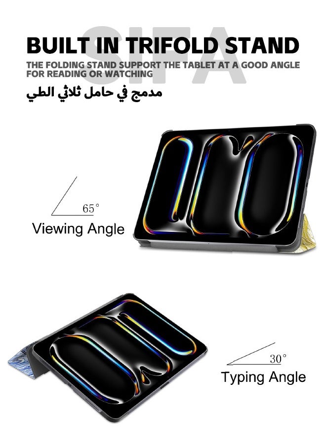 حافظة iPad Pro مقاس 13 بوصة 2024، حافظة مضادة للصدمات للكمبيوتر اللوحي الذكي ثلاثية الطي، غطاء حماية قابل للطي بزوايا متعددة الرؤية مع خاصية النوم التلقائي لجهاز iPad Pro 2024 (الجيل السابع)M4 13 بوصة
