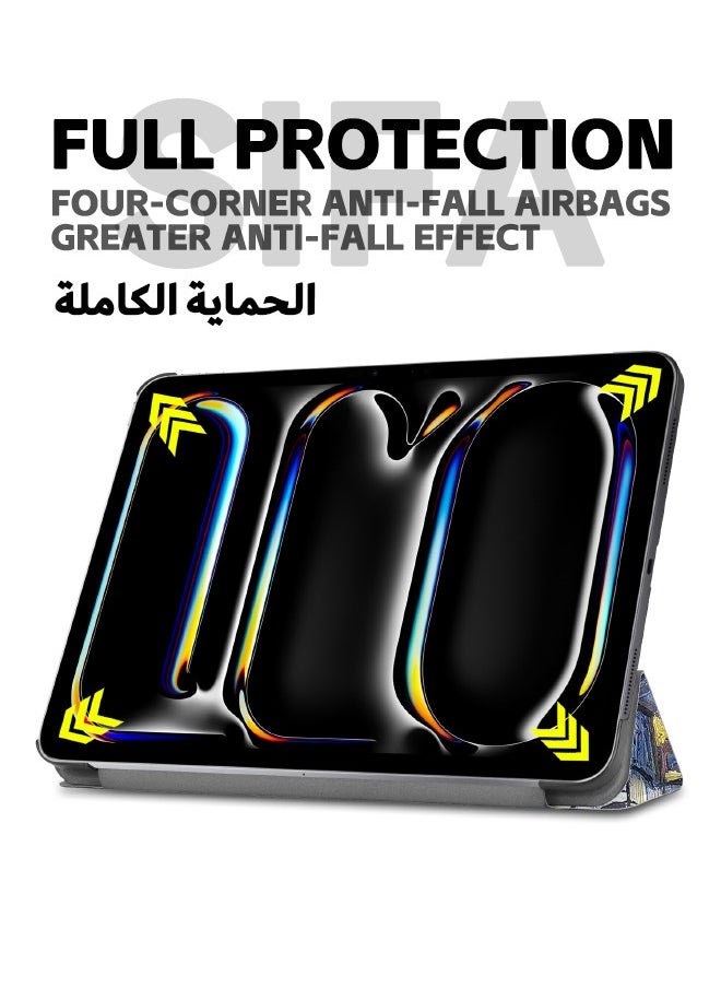 حافظة iPad Pro مقاس 13 بوصة 2024، حافظة مضادة للصدمات للكمبيوتر اللوحي الذكي ثلاثية الطي، غطاء حماية قابل للطي بزوايا متعددة الرؤية مع خاصية النوم التلقائي لجهاز iPad Pro 2024 (الجيل السابع)M4 13 بوصة