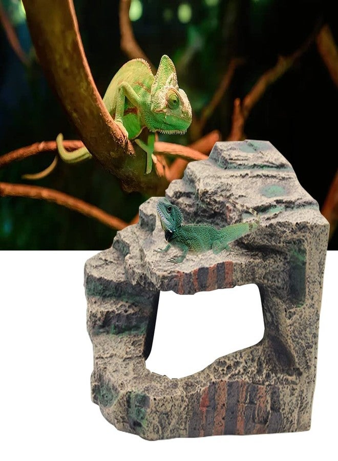 APlayfulBee Turtle Basking Platform Habitat Hiding Cave Reptile Habitat Climbing Resin Fish Tank Aquarium Ornament for Lizards, Frogs, Snakes,Chameleon - Image 5