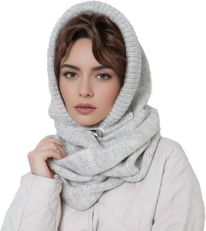 Upbull مجموعة أغطية الرأس والأوشحة من Upbull Fuzzy Balaclava للنساء، تجمع بين غطاء الرأس والوشاح في منتج واحد، مناسبة لفصل الشتاء. - Image 1