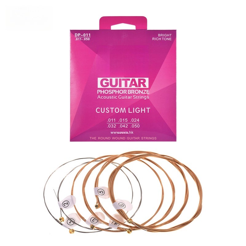 ZIKO Phosphor Bronze Acoustic Guitar Strings Set 6 Strings Gold Chrome Ball End Replacement - Durable Bright Timbre Hexagon Alloy for Professional Musicians - Image 1