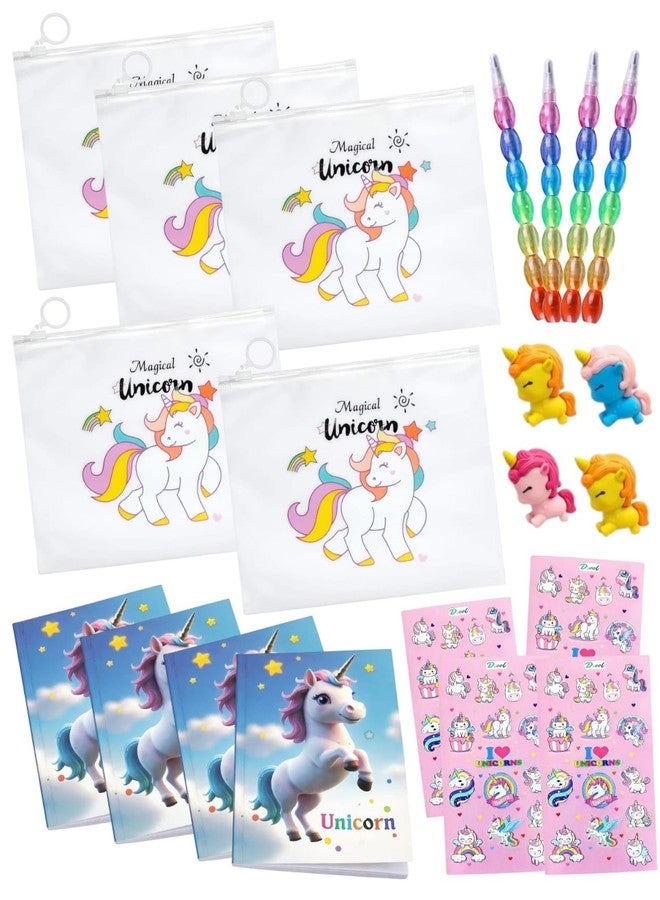 AMYCAUR 30 Pcs Kids Return Gift Pack | Unicorn Theme Stationery Combo Set | Bulk Kanjak Gifts | School Prizes & Birthday Party Favors For Girls | School Supplies Set (Pack Of 5 Item) - Image 1