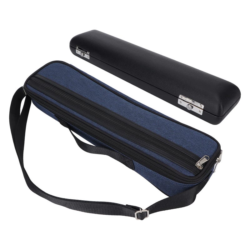 Glomora 17 Hole Flute Case Flute Case Bag with PU Leather Inner Box Oxford Cloth Outer Bag Cross Body Hand Carry Options Lightweight Waterproof - Image 2
