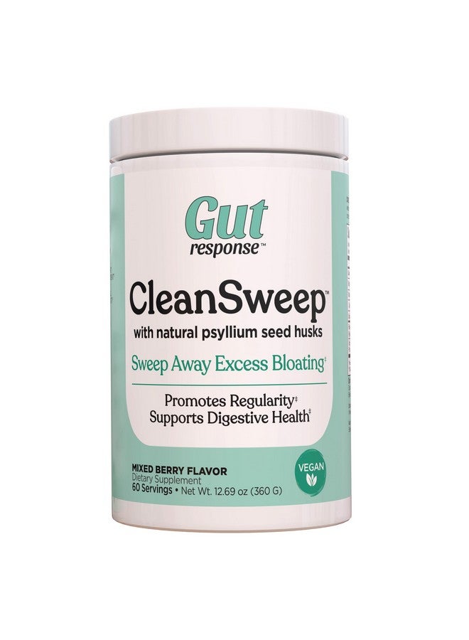Gut Response CleanSweep with Natural Psyllium Seed Husks & Beet Fiber, Natural Healthy Detox, Promotes Bloating Relief, Weight Management, Facilitates Bowel Regularity, Mixed Berry Flavor, 60 Servings - Image 1