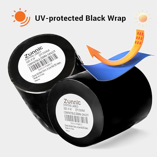 Zunnic 4x6 Thermal Shipping Labels – 250 Labels/Roll | Strong Adhesive | Jam-Free | UV-Protected Packaging | Compatible with Zebra & Rollo - Pack one - Image 2