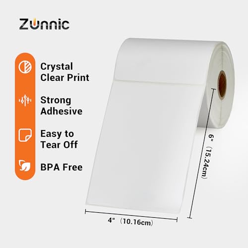 Zunnic 4x6 Thermal Shipping Labels – 250 Labels/Roll | Strong Adhesive | Jam-Free | UV-Protected Packaging | Compatible with Zebra & Rollo - Pack one - Image 4