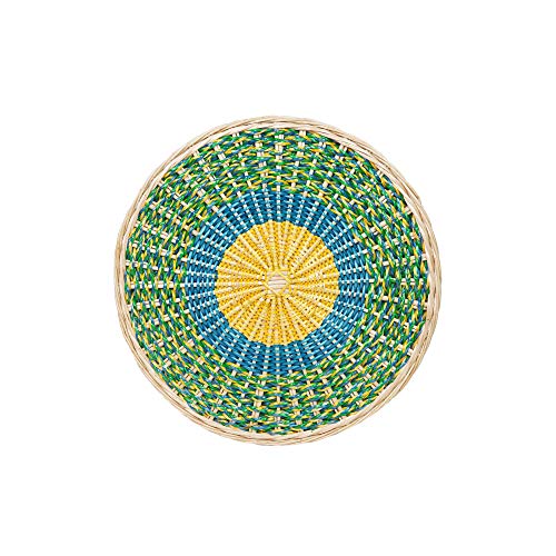 Kadam Haat Handmade Wicker Wall Plate | Wall Decor Hanging Wall Plates For Living Room Bedroom & Home Decoration (Colored, 18") - Image 1