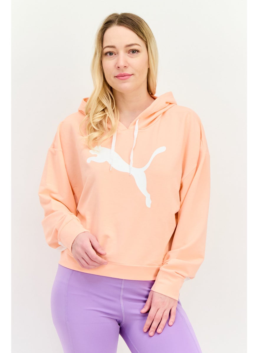 PUMA Women Relaxed Fit Brand Logo Long Sleeves Outdoor Crop Sweatshirt, Peach  - Image 1
