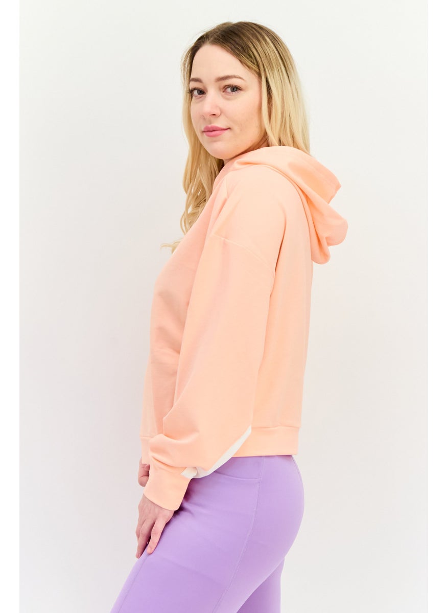 PUMA Women Relaxed Fit Brand Logo Long Sleeves Outdoor Crop Sweatshirt, Peach  - Image 3