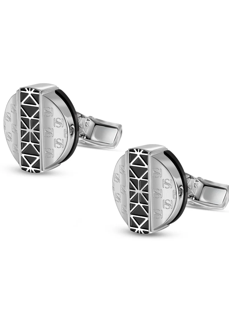 Saint Honore Paris Champ De Mars Black and Silver Cufflinks for Men's