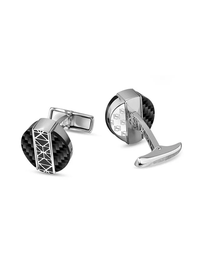 Saint Honore Paris Black Carbon Fiber Cufflink Luxury Designer Accessory
