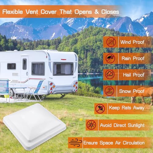 Sporthfish RV Vent Cover 14 Roof Vent Lid for Universal RV Trailer Camper Motorhome Roof Replacement Ceiling Vent Covers Plastic Square Skylight Cover Liftable 1 Pack White - Image 3