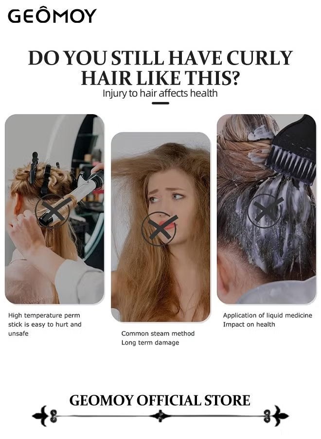 Geomoy Hair Curling Kit with Free Hollow out Massage Styling Comb Heatless Curling Rod Headband Lazy Hair Curler No Heat Silk Curlers SoftCurling Ribbon and Rods for Natural Wave Hair - Image 2