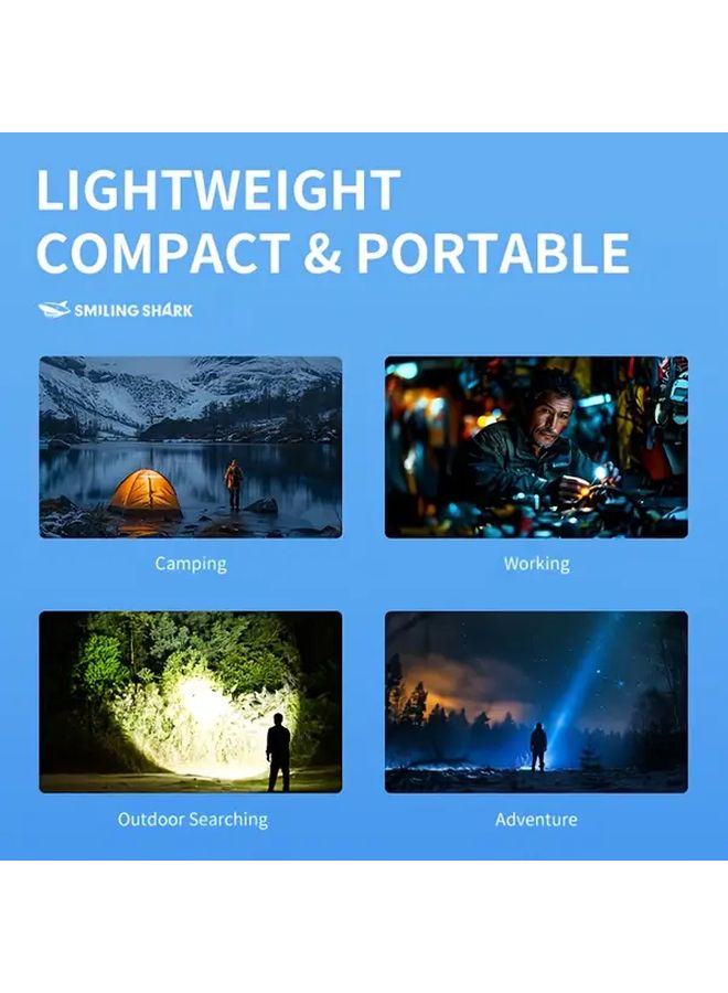 Smiling Shark SD 5394 Black LED Flashlight Rechargeable Portable For Camping Hiking - Image 3