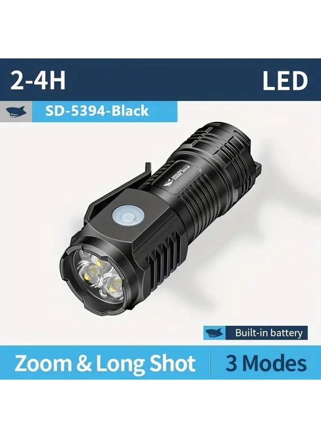 Smiling Shark SD 5394 Black LED Flashlight Rechargeable Portable For Camping Hiking - Image 1