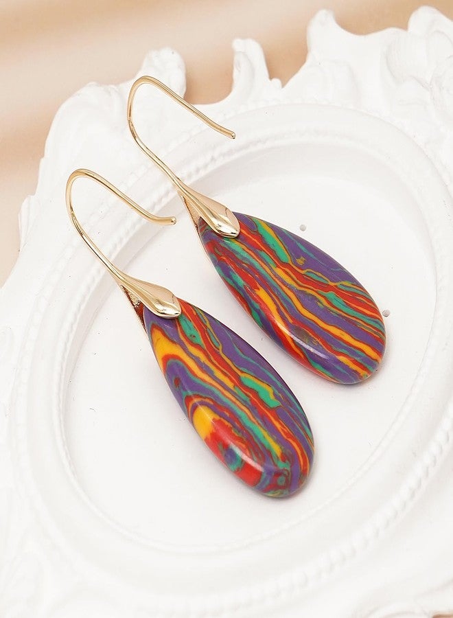 Wovanoo Natural Stone Earrings Waterdrop Stone Dangle Earrings for Women, alloy - Image 5