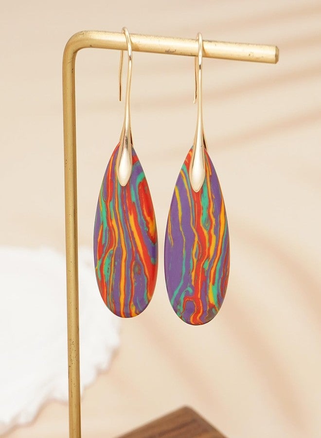 Wovanoo Natural Stone Earrings Waterdrop Stone Dangle Earrings for Women, alloy - Image 4