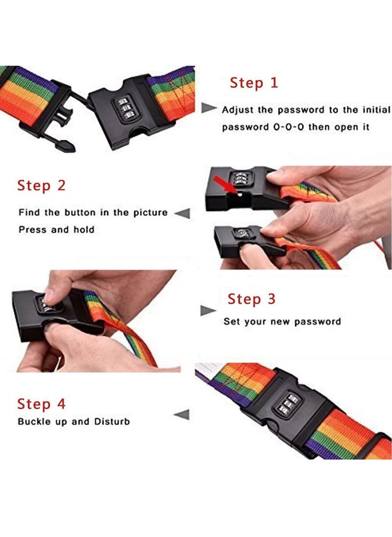 Rubik Cross Luggage Strap with Password 150 Inch Adjustable Heavy Duty Travel Packing Belt for Bag Baggage Suitcase Safety (1 Pack) Multicolor  - Image 3