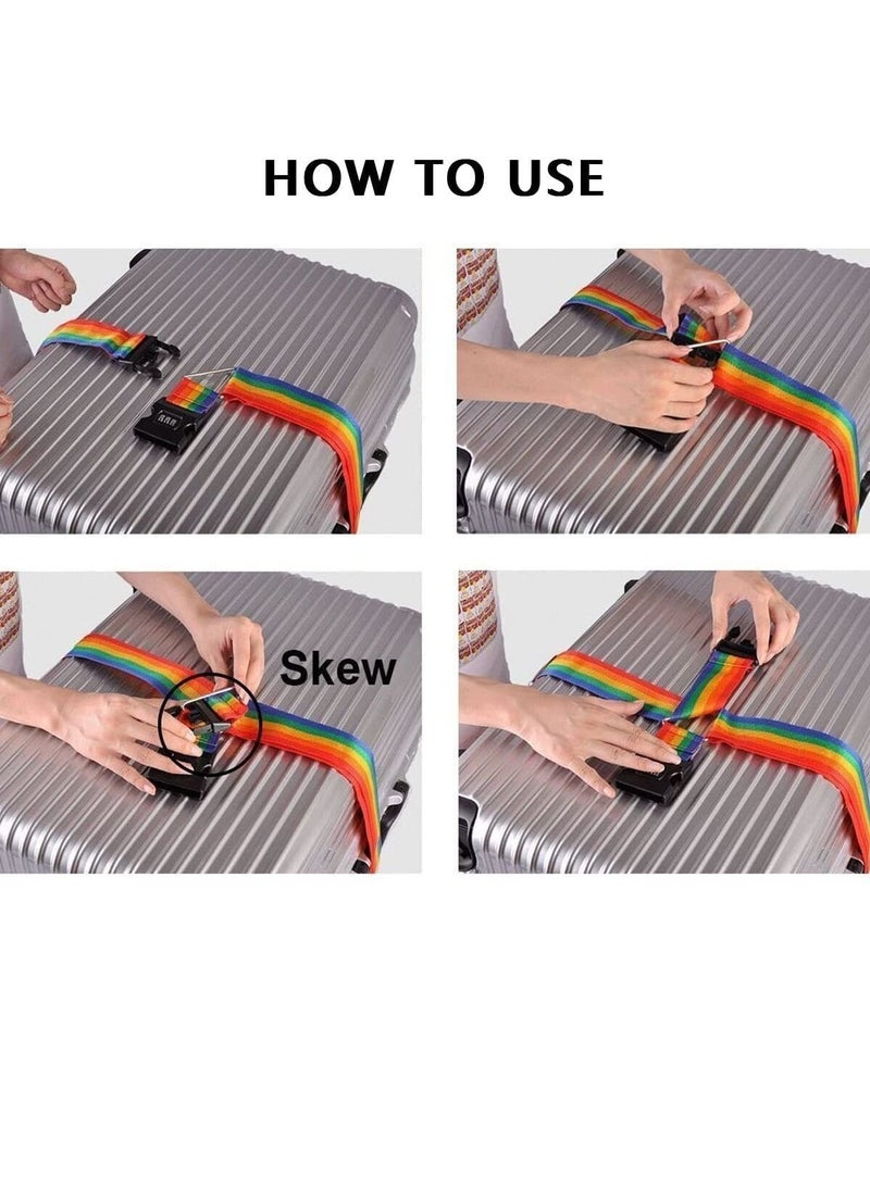 Rubik Cross Luggage Strap with Password 150 Inch Adjustable Heavy Duty Travel Packing Belt for Bag Baggage Suitcase Safety (1 Pack) Multicolor  - Image 4