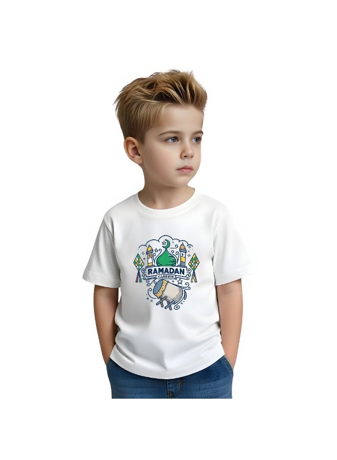 برينت شوب فور مي تي شيرت رمضان مبارك قطني للأولاد - تي شيرت برقبة دائرية وأكمام قصيرة للأولاد - هدية رمضان للأولاد - Image 3