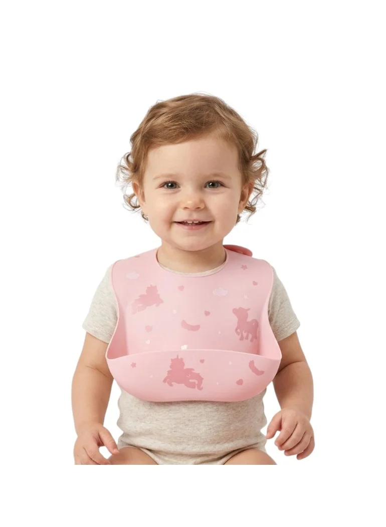 Bambimici Silicone Baby Bib - Pink Unicorn