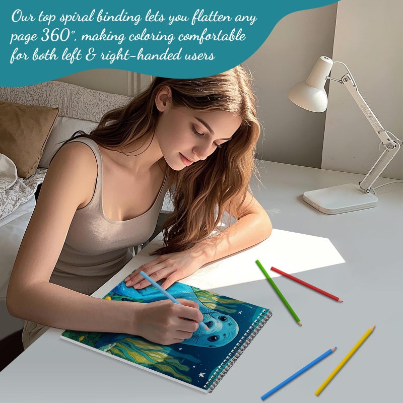 ADEVIAN Ocean Coloring Books for Adult Coloring Book for Women Spiral Bound Page One Sided Design Gifts Arts and Crafts for Women to Relax, Anxiety and Depression 30 Colorful Coloring Pages of Ocean Wonders - Image 5
