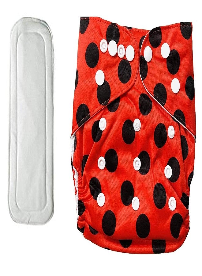 لوكزر عبوة من حفاضتين قماشيتين قابلتين للتعديل من لوكزر مع حشوات قابلة للغسل وإعادة الاستخدام | حفاضات بأزرار كبس للأطفال - مقاومة للماء وجيدة التهوية (منقطة باللون الأحمر) مثالية للأطفال من عمر 3 أشهر إلى 3 سنوات (5-15 كجم) CH-497-02 - Image 2