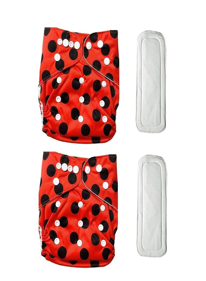 لوكزر عبوة من حفاضتين قماشيتين قابلتين للتعديل من لوكزر مع حشوات قابلة للغسل وإعادة الاستخدام | حفاضات بأزرار كبس للأطفال - مقاومة للماء وجيدة التهوية (منقطة باللون الأحمر) مثالية للأطفال من عمر 3 أشهر إلى 3 سنوات (5-15 كجم) CH-497-02 - Image 1