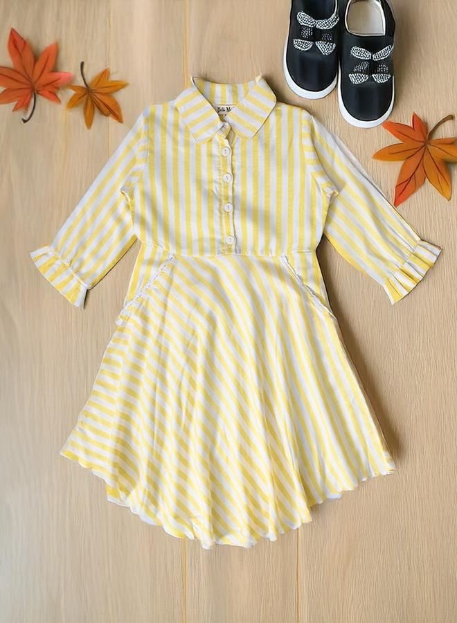 BELLA MODA Striped Collared Dress - Image 1