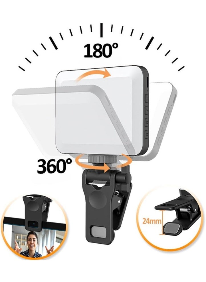 مصباح فيديو LED صغير قابل لإعادة الشحن بمشبك – ضوء سيلفي قابل للتعتيم للهاتف واللابتوب والتابلت والكاميرا - Image 2