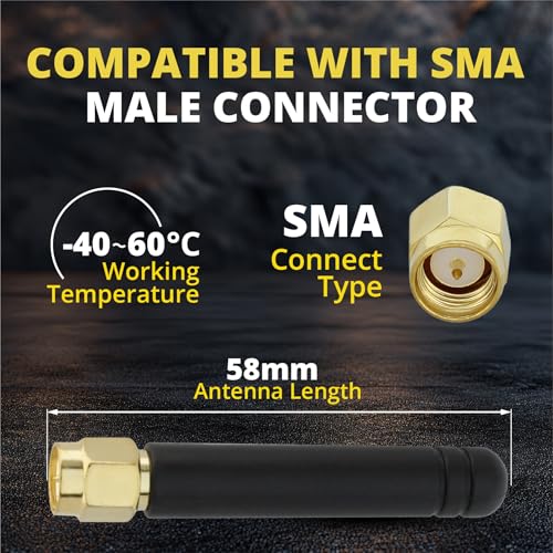 Shopcorp SMA Male Antenna – 850-2100/2400 MHz Omnidirectional Antenna with Straight Connector, 2.5 dBi Gain, GSM CDMA WCDMA (2 Pack) - Image 5