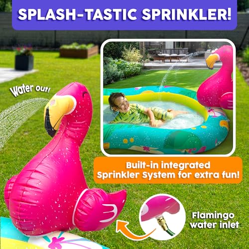 Atlasonix Kiddie Pool for Kids, Inflatable Pool, Inflatable Sprinkler for Kids with Splash Pad, Summer Water Toys for Toddler Outside, Summer Toys, Flamingo - Image 3