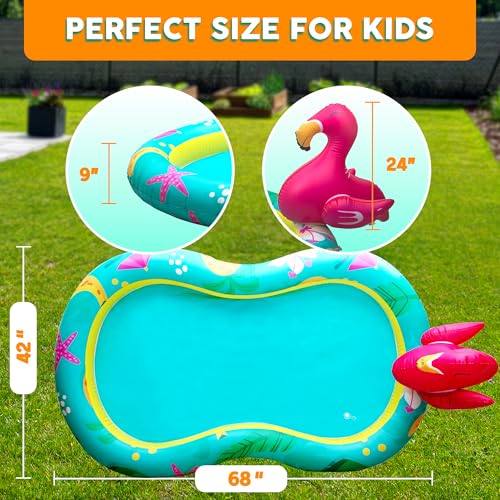 Atlasonix Kiddie Pool for Kids, Inflatable Pool, Inflatable Sprinkler for Kids with Splash Pad, Summer Water Toys for Toddler Outside, Summer Toys, Flamingo - Image 4