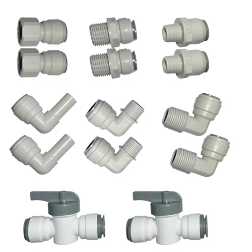 YZMSZ 12 OD Tube Male Adapter water line Quick Push In to Connect Tube Fitting 14pcs for RO Reverse Osmosis Water Filter shut off Valve male adapter female adapter - Image 1