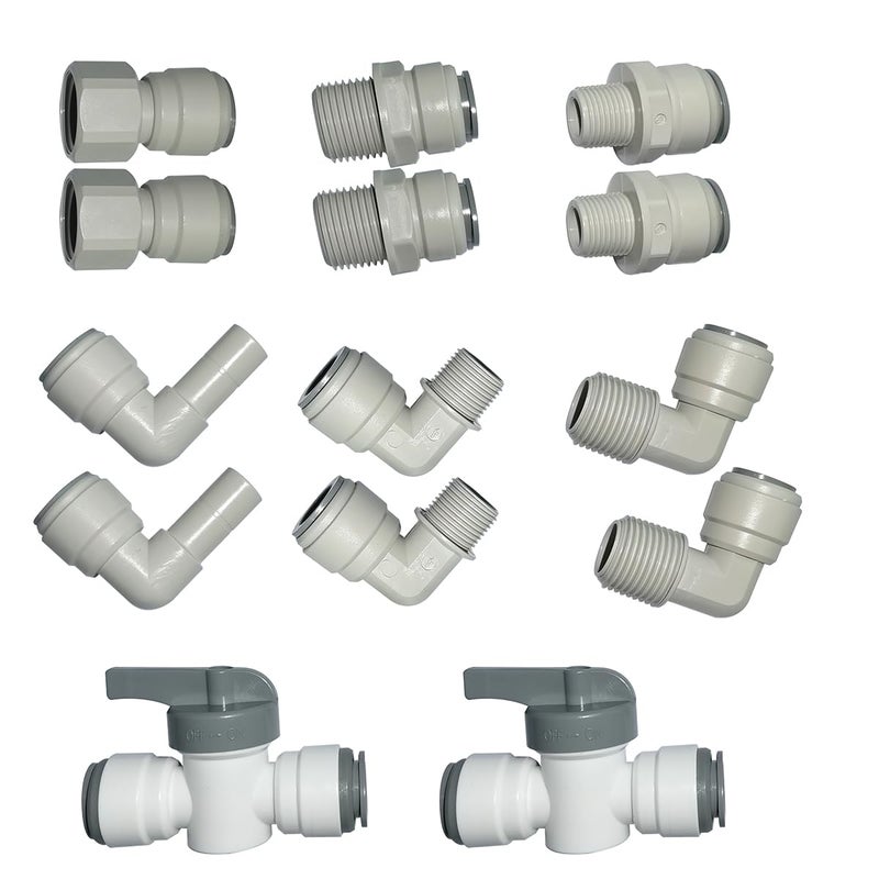 YZMSZ 12 OD Tube Male Adapter water line Quick Push In to Connect Tube Fitting 14pcs for RO Reverse Osmosis Water Filter shut off Valve male adapter female adapter - Image 2