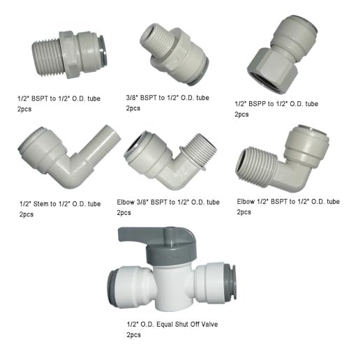 YZMSZ 12 OD Tube Male Adapter water line Quick Push In to Connect Tube Fitting 14pcs for RO Reverse Osmosis Water Filter shut off Valve male adapter female adapter - Image 3
