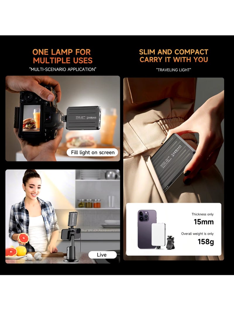 MUDISO D10 120 LED Video Light LED Camera Light 360° Portable Photography Lighting Type-C 3000mAh Rechargeable Battery CRI 95+ 2500k-9000K On Camera Light Fill Light Continuous Working Time 90+ Minutes - Image 5