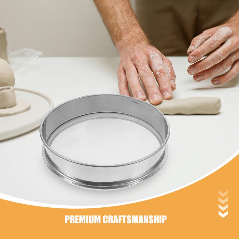 Filter: 20cm Stainless Steel Round Fine Mesh Sieve - Mesh Industrial Glaze Mud Strainer Basket for Pottery - Strainer for Studio Use - Image 2